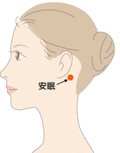 名前の通り、快眠に欠かせない最も有名なつぼです。

・場所： 耳の後ろにある骨の出っ張りから、指1本分下のくぼみ。
・効果： 睡眠の質を高め、寝付きをスムーズにします。
・押し方： 親指をくぼみに当て、頭の中心に向かってゆっくり3〜5秒押し、ゆっくり離します。