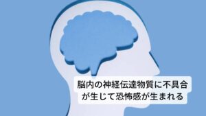 記憶や思考によって脳内の神経伝達物質に不具合が生じて恐怖感が生まれるこのような思考や思い込みが精神的なストレスへと転換されると影響を受けるのが脳内の神経伝達物質であるドーパミン、セロトニン、ノルアドレナリンです。
これらのホルモンは恐怖感などを抑える働きがあるとされていますが、口臭の恐怖への思考や思い込みによるストレスが持続的にかかると分泌が減少し恐怖感が抑えられなくなると考えられています。

脳内の神経伝達物質が減少する要因は過去の体験的要因だけでなく性格や環境なども要因として考えられます。

※口臭恐怖症は場合によっては口腔心身症と診断される場合があります。
　詳細な情報は下記のリンクからご覧ください。