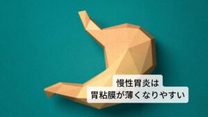 慢性胃炎は、胃粘膜の状態によって、胃粘膜表面の軽い炎症である表層性胃炎、炎症によって胃粘膜表面がえぐれているびらん性胃炎、胃粘膜の厚みが減少し薄くなる萎縮性胃炎、胃粘膜が厚くなる肥厚性胃炎と分けられます。
そのうち一番発生が高いのは萎縮性胃炎です。胃粘膜の炎症が長期で続くため胃粘膜自体が萎縮し薄くなっている状態の慢性胃炎です。
また、最近では胃粘膜に何の異常も見られないのに慢性的に胃の不快症状を引き起こす、潰瘍のない消化不良(Non-ulcer Dyspepsia：NUD)も見られます。