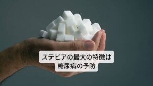 ステビアは和名ではアマハステビアと呼びます。主要成分はテルペン配糖体などです。
作用には
①健胃作用（胃を丈夫にする）
②抗酸化作用
③血圧降下作用
④滋養強壮
効用には ノーカロリーの甘味料として用いることで肥満、糖尿病の予防につながる。 