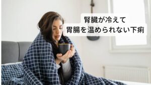 東洋医学では胃腸を温める役割を担っているのが腎臓と考えます。この腎臓に疲労がたまり機能が落ちると胃腸が冷えてしまい下痢が起こります。もともと虚弱体質だったり、病後で体力を消耗している人がおこりやすい下痢です。腎臓冷えタイプの全身症状は以下の通りになります。
[全身症状]明け方の腹痛下痢、手足の冷え、腰痛、夜間の頻尿
腎臓冷えタイプの特徴的は「明け方の腹痛下痢」です。明け方日の出前の３～４時頃に急にお腹が痛くなりトイレに駆け込むなどの症状が出たら腎臓の冷えによる胃腸障害になります。