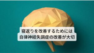 寝返りを改善するためには自律神経失調症の改善が大切寝返りを改善するためには失調した（乱れた）自律神経を正常な働きに戻し、睡眠時に副交感神経が優位になるようにする必要があります。

自律神経が失調する要因には心身のストレスや疲労などがあります。
最近では精神的な疲労の中でも脳疲労（頭の疲れ）が自律神経の失調に大きな影響を及ぼしていることが発見されました。

その脳の疲れをとるのも自律神経を改善させるために大事と考えています。※2