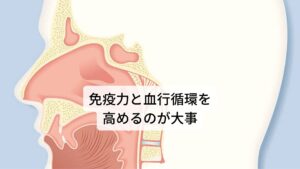 ドライノーズを治すには免疫力と血行循環を高めるのが大事ドライノーズを改善させるためには血行循環を高めて新陳代謝をあげることが効果的です。
とくに慢性化してしまったドライノーズは身体自身も「ドライノーズを治そう」という生理反応である新陳代謝が下がっています。

その生理反応を向上させることでドライノーズは改善されます。
また平行して低下した免疫力を底上げすることで細菌やウイルス感染による再発を予防することができます。