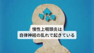 慢性上咽頭炎は自律神経の乱れで起きているこれら慢性上咽頭炎の症状は多岐に亘るため根本的な原因は自律神経失調症が考えられます。
ウイルスや細菌による感染によって炎症反応が起きているのは上咽頭部であることには間違えないのですが、慢性上咽頭炎が発症している原因は自律神経失調症による免疫力と自然治癒力の低下です。

身体の免疫力と自然治癒力が低下しているために炎症が治まらず慢性上咽頭炎が改善しないのです。
この状態のままでBスポット療法や鼻うがいをして一時的に症状が抑えられたとしてもまた発症してしまいます。