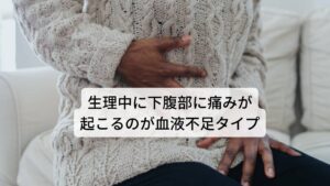 生理中に下腹部に痛みが起こるのが血液不足タイプ肝臓は自律神経だけでなく血行循環の調整も行っています。

身体的なストレスや精神的なストレスなどで肝臓に疲労がたまると血行循環が低下し血液の流れが滞るようになります。
この滞りが血液を固まりに変化させ血流の邪魔し血液の渋滞が起きてしまいます。

この血液の固まりを東洋医学では瘀血（おけつ）と呼びます。
この血液の固まりが多くなると肝臓で調整している血行循環機能が上手くいかず血流不足になり全身の不調が起こります。