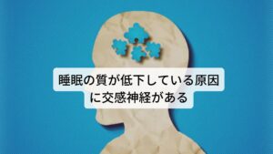 睡眠の質が低下している原因に交感神経の優位が関係している「眠りも浅くてしっかり眠れていない」「寝ても寝ても眠くてしかたがない」といった睡眠の質が低下している人に起こりやすい朝の頭痛があります。
これを自律神経型頭痛（偏頭痛）といいます。

自律神経は日中は活発に動くために身体を興奮させる交感神経が主に働いています。
夜は身体を休ませるために副交感神経が優位に働き睡眠を促す作用があります。