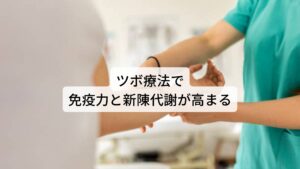 科学的にも認められたツボ療法で免疫力と新陳代謝が高める古来中国で発見されたツボ（経穴）は不調を改善させる治療ポイントとして鍼灸やあん摩マッサージなどで用いられています。

その効果は科学的にも証明されており、生理学では「神経反射」を利用した効果であるといわれています。
とくに手に分布したツボへの刺激は副交感神経を高め新陳代謝と免疫力が高まる効果が期待されています。

寝たきりで消化機能が低下したお年寄りへのツボマッサージで胃腸の働きが高まり便通が促進されることも確認されています。