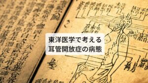 東洋医学では耳管開放症などの耳の不調は「腎」の不調と考えます。耳の不調だけでなく腎の機能低下によって様々な全身症状が出現します。※3

【腎の働き】
①精（生命エネルギー）を蓄えています
②骨髄、脳髄を管理しています
③耳と排泄機能に関わっています
④体液など水分の調整を行っています
⑤尿の生成を行っています