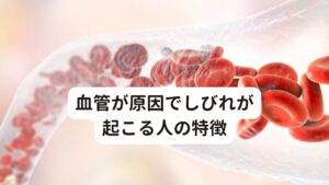 血管が原因でしびれが起こる人の特徴血管が原因で寝起きに足がしびれが起こりやすい人の特徴を解説します。

[血管が原因の人の特徴]
・しびれ以外に冷えを強く感じる
・温めるとしびれが楽になる
・しびれは皮膚表面よりも内側に感じる
・足がむくみやすい
・足を動かすとしびれが強くなる※2