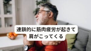 連鎖的に筋肉疲労が起きて肩がこってくる誰もがくしゃみや咳が出る瞬間、身体に力が入ります。
特に花粉症の人はくしゃみや咳の回数が頻回であることが多く、その他に鼻をかむ動作でも身体の筋肉を緊張させるため疲労が重なってしまいます。

そうなると呼吸に関わる横隔膜や肋骨に負担がかかりその周りの筋肉が硬くなることで、連鎖的に肩甲骨周りや背中、肩、首に筋肉疲労が起こります。

また、1回の咳は約2キロカロリーのエネルギーを消費すると言われています。
そのため花粉症のような頻回な咳をすると肉体的に疲れてしまうというのも肩こりの原因の1つです。