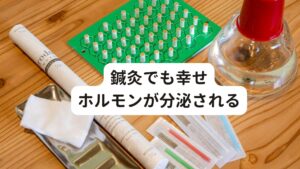 鍼灸でも幸せホルモンが分泌される[リラックス効果で副交感神経を優位に]
鍼灸施術で感じる『痛いけど気持ち良い』という刺激は、人体でエンドルフィンが分泌されるため、治療効果が最も高いといわれています。
先ほどお話しした通り、幸せホルモンと呼ばれるオキシトシンと同様にエンドルフィンは幸福感をもたらし、ストレスの緩和などに高い効果をもたらします。

鍼灸施術によって心身ともに癒やされるのは、このホルモンが大きく関わっているためです。
鍼灸で心と体をリラックスさせることで副交感神経が優位になり、自律神経の乱れも整います。