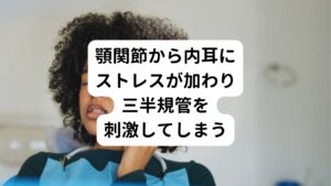 それではなぜ、嚙み合わせの不具合や顎関節症でめまいが起こるのでしょうか?
それは、顎関節が側頭骨(耳の周りに位置する頭蓋骨)と下顎骨(顎の骨)の間に位置する関節だからです。
さらにこの側頭骨の奥に、めまいに関係する三半規管が位置する内耳があります。
そのため噛み合わせが悪く、顎関節に負担をかけ続けると顎関節の受け止める側頭骨にも負荷が掛かり、内耳にもストレスによる悪影響を及ぼしてしまいます。
この内耳へのストレスが三半規管を刺激しめまいを引き起こすと考えられています。
三半規管は身体の平衡感覚を保つ繊細な動きをする器官です。
耳鼻科の検査で三半規管自体に異常が見つからない場合でも顎関節からの過度の刺激などによって不調を起こす可能性があります。
