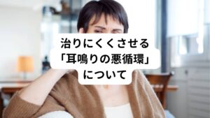 耳鳴りが悪化するときは脳に変化が起きています。
音に対して脳が敏感に感じ取ってしまう状態への変化です。

ヒトの生理的な反応として、外部環境に変化が起こると、そこに注意を向け、適応しようとするプログラムが働きます。
本能的に身を守るために、刺激に注意深く、敏感に反応してしまうのです。
耳鳴りでもそのようなことが起きていると考えられます。

急に聴こえ始めた耳鳴りに対して敏感になった脳は、常に耳鳴りがしているかどうか細心の注意を払うようになります。
この耳鳴りに対して脳が強く意識してしまう反応によって「このまま治らないのではないか」「耳鳴りのせいで仕事に集中できない」といった不安やイライラが精神的に強まります。
こういったストレスがさらに耳鳴りを悪化させる、という「耳鳴りの悪循環」が起きます。

この「耳鳴りの悪循環」はさらに自律神経にも強い影響を与えます。
自律神経がこのストレスに影響を受けると不眠や動悸、冷や汗といった身体症状が起こることもあります。