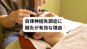 鍼灸治療は、内臓や脊髄などの中枢神経に働きかけることができます。
それにより自律神経の働きも整い、身体の不調を解消することができます。

鍼灸治療により交感神経と副交感神経のバランスを整えることができると全身の血行循環も改善され、体の疲れも取れやすくなります。

とくに肩甲骨の内側には、自律神経失調症に効果の高いツボがあります。
このツボを刺激することで、より自律神経のバランスが整いやすくなります。

これらに合わせて、生活習慣の修正としてストレスを溜めない工夫をすることや、睡眠をしっかり取る、食事のバランスを整えるといったことも行うと解消につながります。