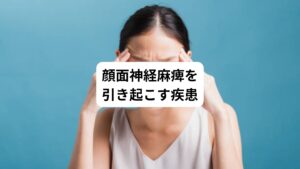 顔面神経麻痺を起こす主な疾患は以下の通りです。
・ベル麻痺
・ハント症候群
・外傷性麻痺
・腫瘍性麻痺