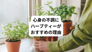 天然植物のハーブを使用したハーブティーはハーブの自然の香りとハーブのもつ薬理作用が心身にやさしく働きかけ、リラックスして不調の改善、予防に役立てることができます。
詳しい理由は以下の通りです。