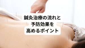 鍼灸院での偏頭痛予防治療は以下のように進みます:
問診と体質チェック
ツボの選定と施術(鍼または灸)
施術後の休息と水分補給
生活習慣のアドバイス(睡眠、食事、ストレス管理)
施術は週1回を目安に5〜6回継続することで効果が安定し、再発予防にもつながります。