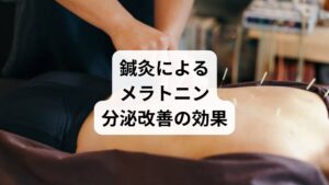 鍼灸治療は、自律神経を整え、メラトニン分泌を促す働きがあります。
血流改善:筋肉の緊張を緩め、脳への血流を促進します。
ホルモン調整:ストレスホルモンの分泌を抑え、睡眠ホルモンの働きを助けます。
深い睡眠:副交感神経が優位になり、眠りの質が高まります。
免疫力向上:メラトニンの抗酸化作用と相乗効果で健康維持に役立ちます。