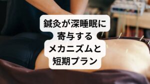 鍼灸は筋緊張緩和・血流改善・自律神経バランス調整を通じて深睡眠を促す可能性があり、臨床での改善報告が増えています。まずは週1回×4回で入眠潜時・深睡眠感・朝の爽快感を評価する実践プランを推奨します。
