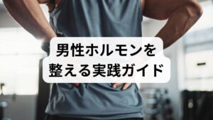 男性ホルモン(主にテストステロン)は筋力、骨密度、性欲、気分、代謝に関与します。加齢やストレス、睡眠不足、栄養不足、慢性疾患、過度の飲酒や肥満が原因で男性ホルモン 分泌が低下すると、疲労感、筋力低下、抑うつ傾向、性欲低下、体脂肪増加などが現れます。まずは2週間の生活ログ(睡眠・食事・運動・飲酒・気分・性機能の変化)をつけ、低下の背景を可視化することが改善の第一歩です。
